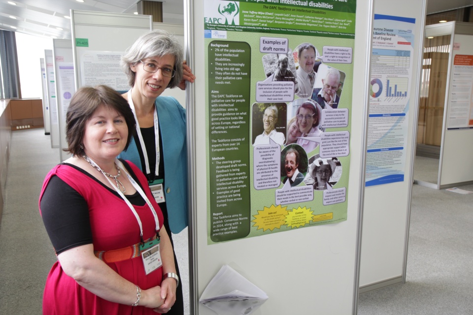  Irene Tuffrey-Wijne (right) and Dorry McLaughlin at the EAPC Congress in Prague, presenting a poster on their task force 